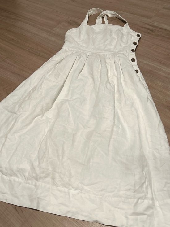GAP Dresses & Skirts - GAP White Linen Halter Midi Dress with Side Buttons